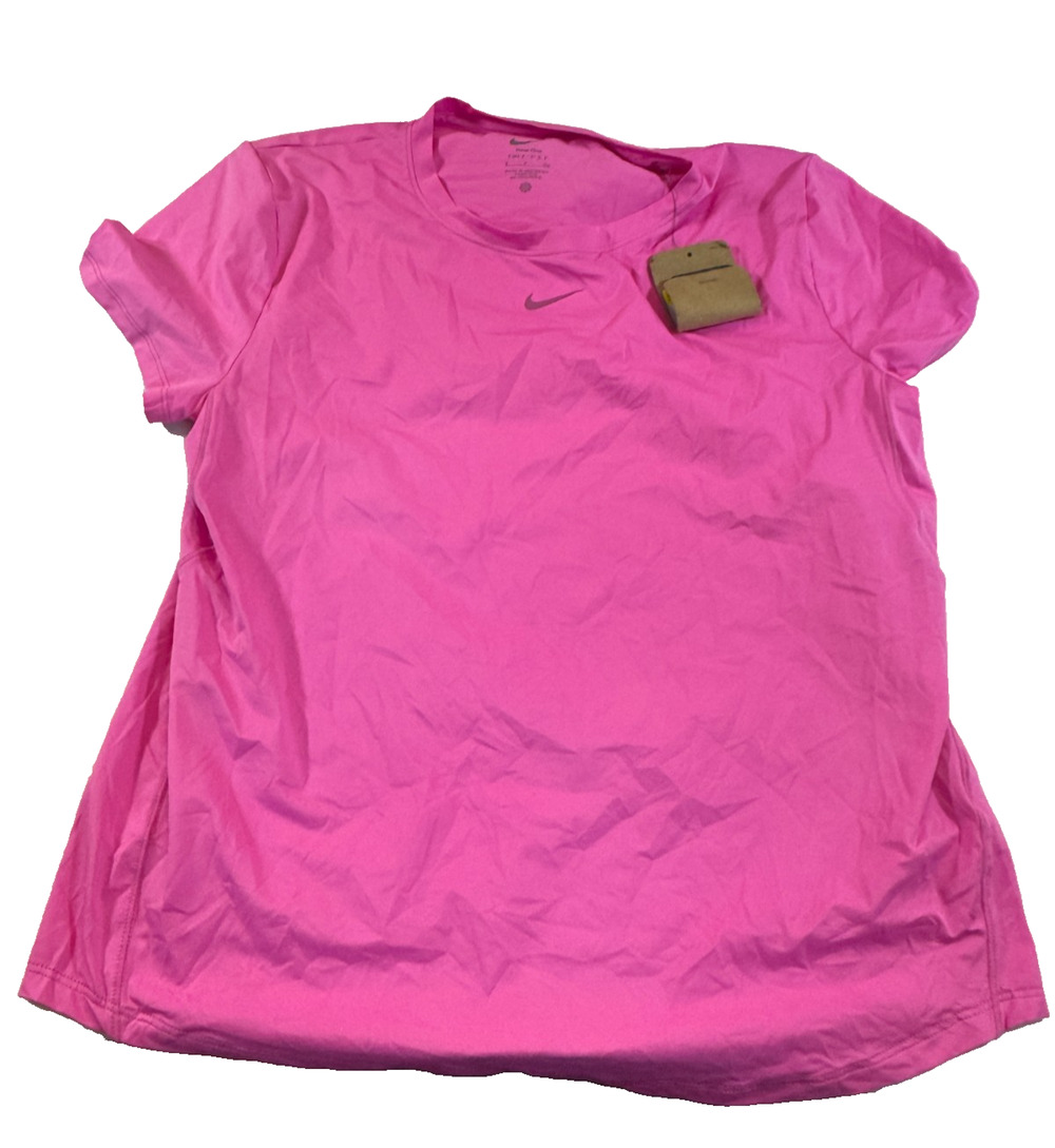 Nike Women's Dri-FIT One Classic Short Sleeve T-Shirt Small Playful Pink/Black